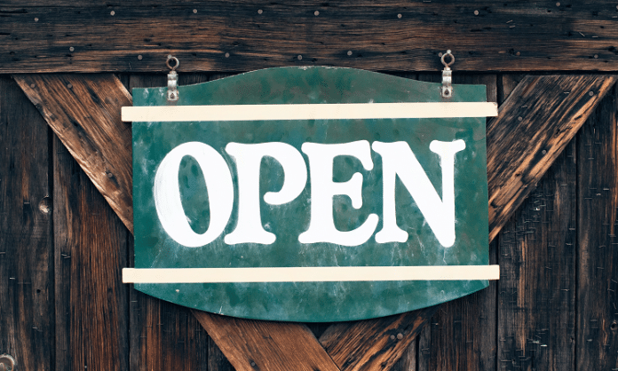 wooden open sign